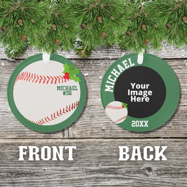Baseball Personalized Photo Christmas Ornament (A cute ornament for the baseball player in your life insert your own picture to personalized it.)