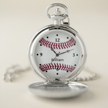 Baseball Personalized Pocket Watch by DizzyDebbie at Zazzle