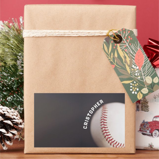 Baseball Personalized Rectangular Sticker (Holiday)