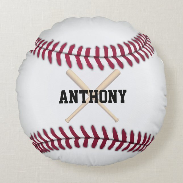 Baseball Personalized Round Pillow (Front)