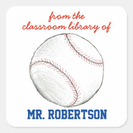 Baseball personalized teacher gift bookplate