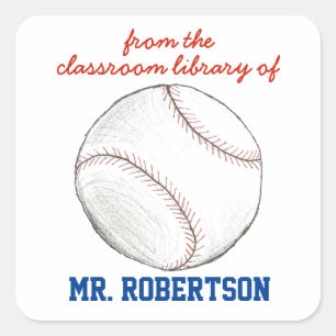 Baseball personalized teacher gift bookplate