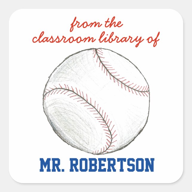 Baseball personalized teacher gift bookplate (Front)
