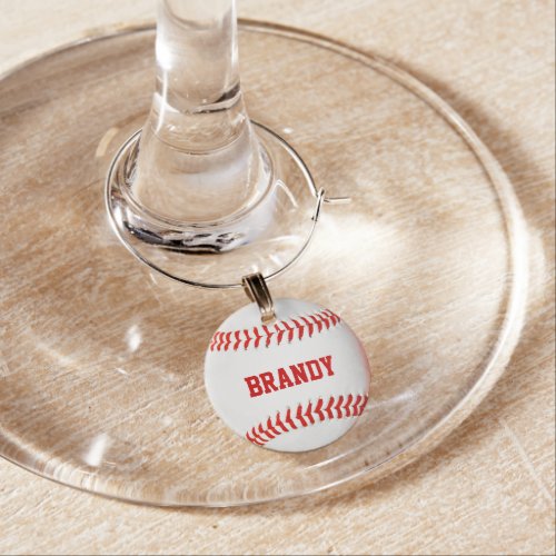 Baseball Personalized Wine Charm