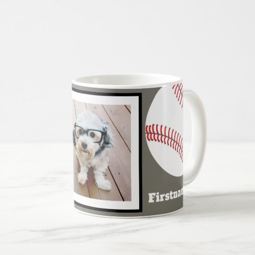 Baseball Photo Add Your Name _ Can Edit Color Coffee Mug