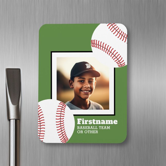 Baseball Photo Add Your Name - Can Edit Color Magnet (Personalized fridge magnet - sports photo)