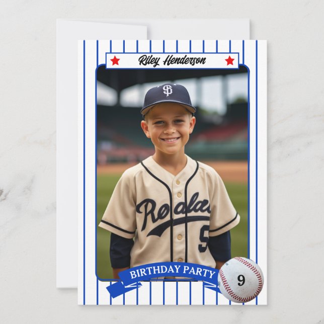 Baseball Photo Birthday Party Invitation (Front)