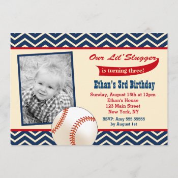 Baseball Photo Birthday Party Invitations by SugarPlumPaperie at Zazzle