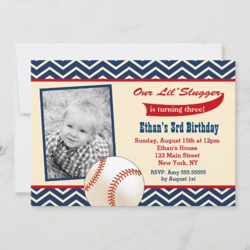 Baseball Photo Birthday Party Invitations