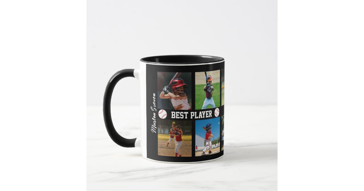Baseball photo collage template Photo Block Mug Zazzle