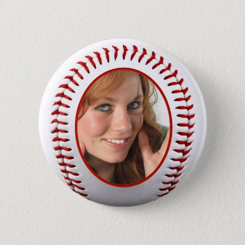 Baseball Photo Frame Template Pinback Button