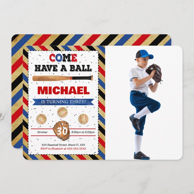 Baseball Photo Invitation (Front/Back)