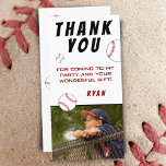 Baseball Photo Kids Birthday Thank You Card<br><div class="desc">Baseball Photo Kids Birthday Thank You Card. Baseball birthday thank you card with photo,  thank you message,  name and baseball balls. On the back of the card are baseballs. Personalize the card with name,  your text and photo. Great for kids who love baseball and sport.</div>