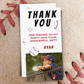 Baseball Photo Kids Birthday Thank You Card