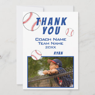 Baseball Photo Player Team Coach Thank You Card