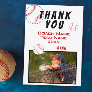 Baseball Photo Thank you Coach Card