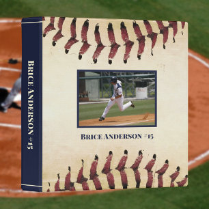 Baseball Photos Rustic Memory 1" Scrapbook 3 Ring Binder