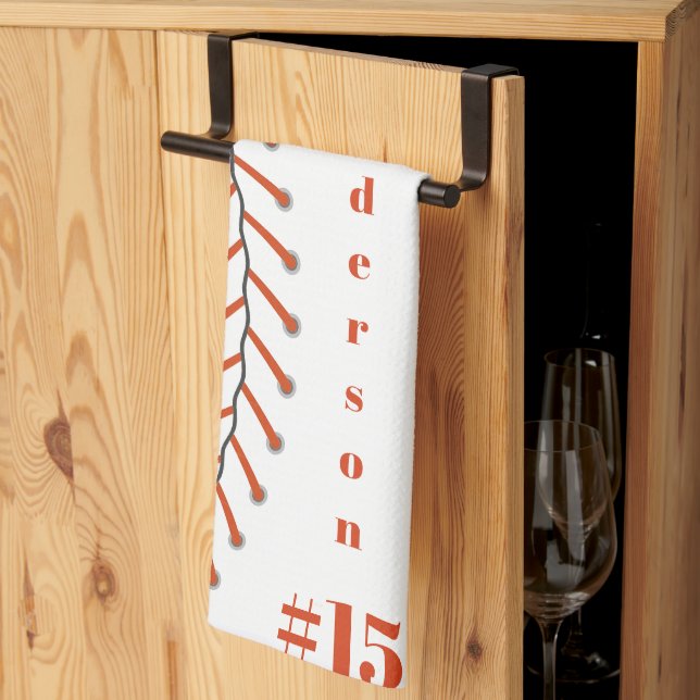 Baseball Photos Rustic Memory Scrapbook Kitchen Towel (Thirds Fold)