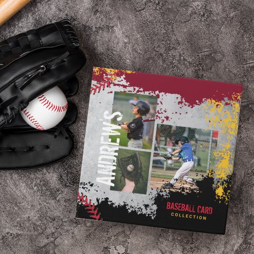 Baseball Photos Scrapbook Grunge Baseball Card 3 Ring Binder