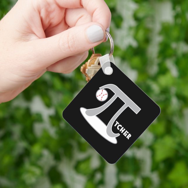 Baseball Pi-tcher - Funny Pi Day Gifts Keychain (Hand)