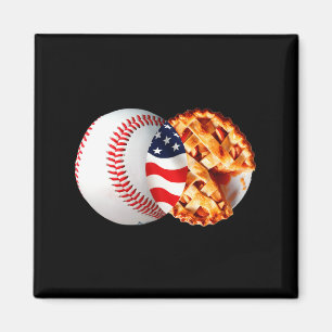Baseball Pie American Flag July Design Magnet