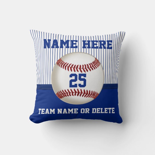 Baseball Pillow Personalized Name, Number, Team (Front)
