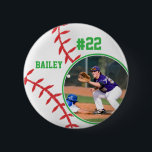 Baseball Pin Name Jersey Number Photo Button<br><div class="desc">This design features a baseball background with space for a name, number and photo. Click the customize button for more flexibility in adjusting the text! Variations of this design as well as coordinating products are available in our shop, zazzle.com/store/doodlelulu. Contact us if you need this design applied to a specific...</div>