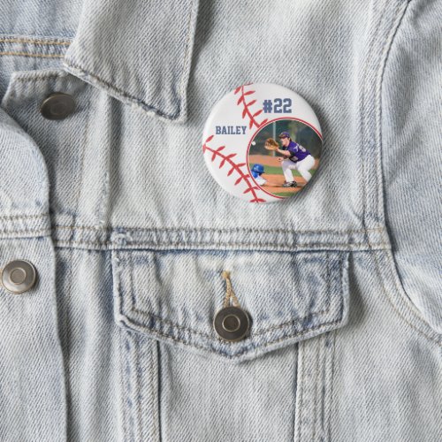 Baseball Pin Name Jersey Number Photo Button