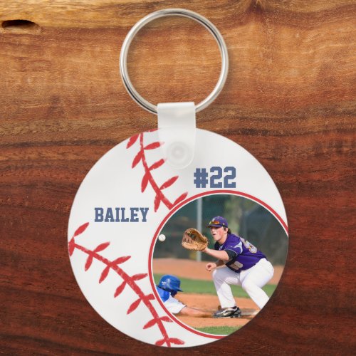 Baseball Pin Name Jersey Number Photo Keychain
