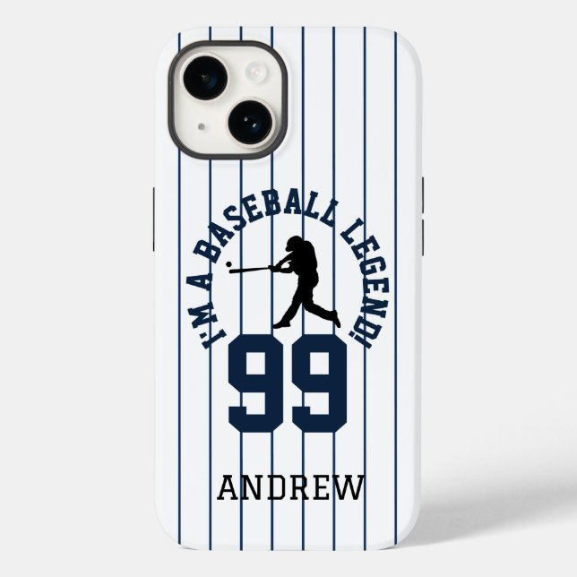 Baseball Pinstripe Jersey Number Design Case-Mate iPhone Case (Back)