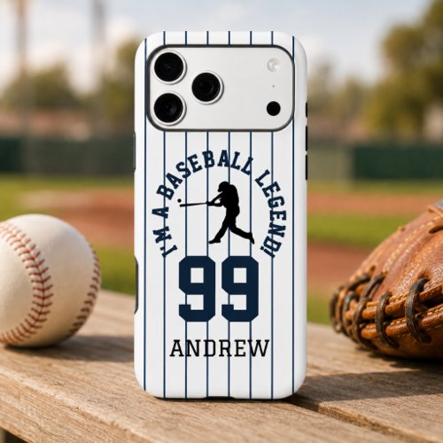 Baseball Pinstripe Jersey Number Design iPhone 17 Pro Max Case