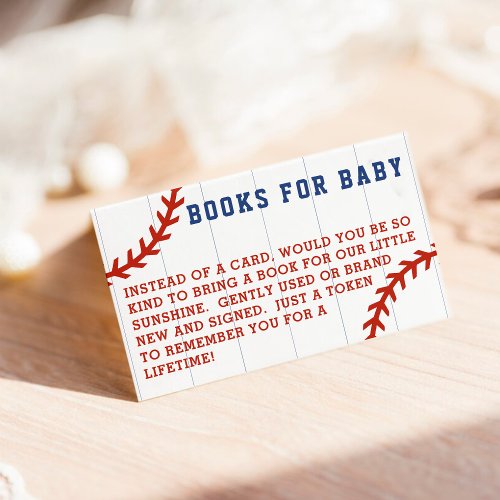 Baseball Pinstripe Request Books for Baby Shower Enclosure Card