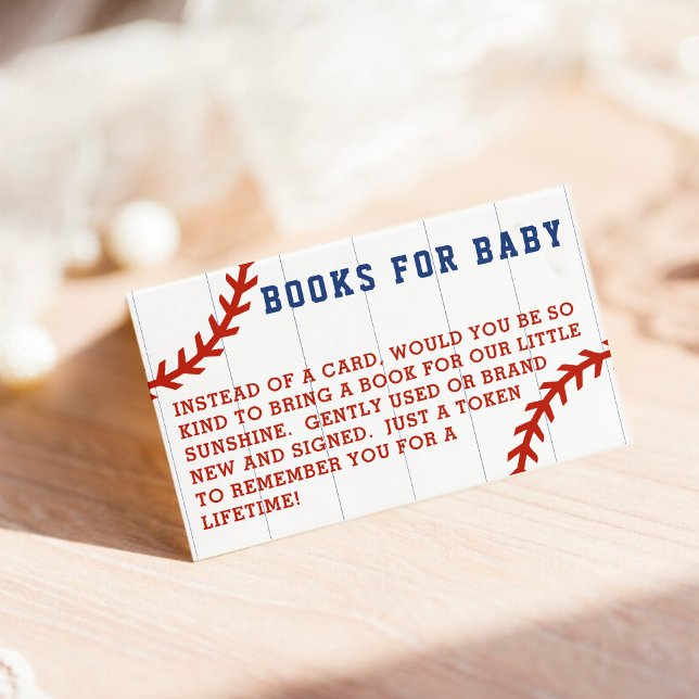 Baseball Pinstripe Request Books for Baby Shower Enclosure Card (Baseball Pinstripe Request Books for Baby Shower Enclosure Card)