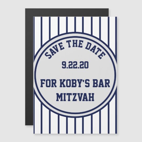 Baseball Pinstripes Large Magnetic Save the Date Magnetic Invitation
