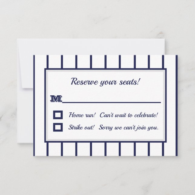 Baseball Pinstripes RSVP Card (Front)