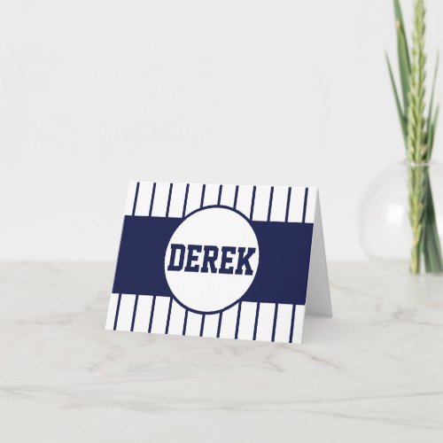 Baseball Pinstripes Thank You Note Card