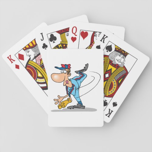 Baseball Pitcher Cartoon Style Poker Cards