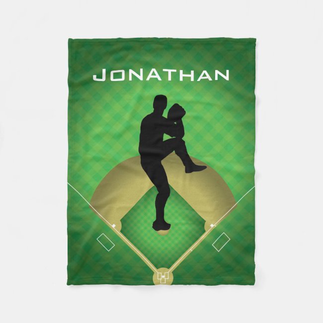 Baseball Pitcher Design Fleece Blanket