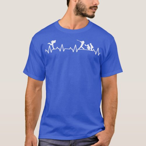 Baseball Pitcher EKG heartrate heartbeat line Base T_Shirt