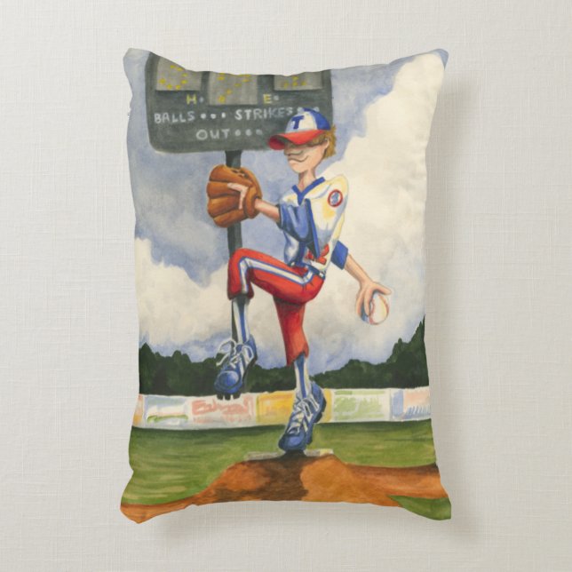 Baseball Pitcher on Mound by Jay Throckmorton Accent Pillow (Front(Vertical))