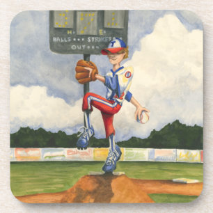 Baseball Pitcher on Mound by Jay Throckmorton Beverage Coaster