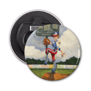 Baseball Pitcher on Mound by Jay Throckmorton Bottle Opener