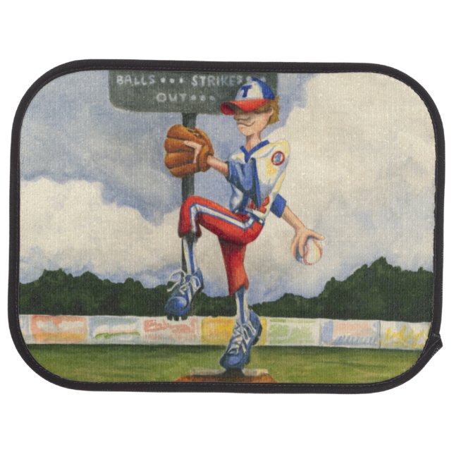Baseball Pitcher on Mound by Jay Throckmorton Car Floor Mat (Rear)