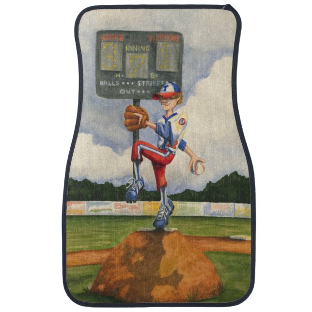 Baseball Pitcher on Mound by Jay Throckmorton Car Mat (Front)