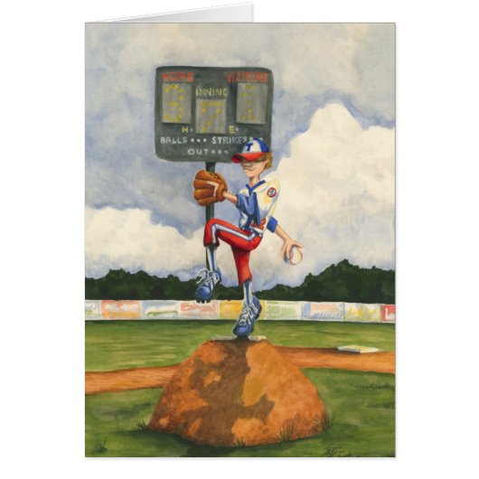 Baseball Pitcher on Mound by Jay Throckmorton Cards (Front)
