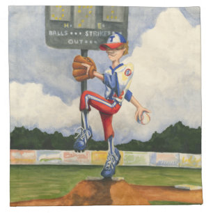 Baseball Pitcher on Mound by Jay Throckmorton Cloth Napkin