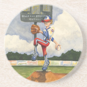 Baseball Pitcher on Mound by Jay Throckmorton Drink Coaster