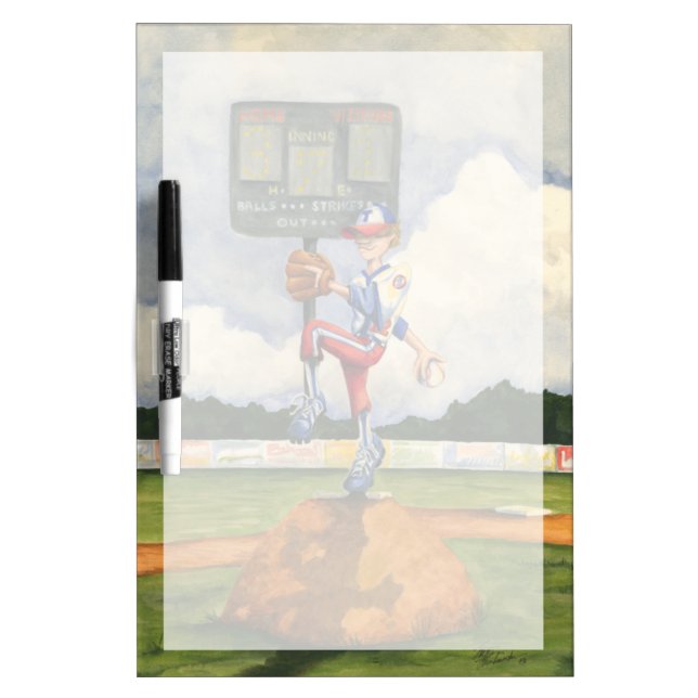 Baseball Pitcher on Mound by Jay Throckmorton Dry Erase Board (Front)