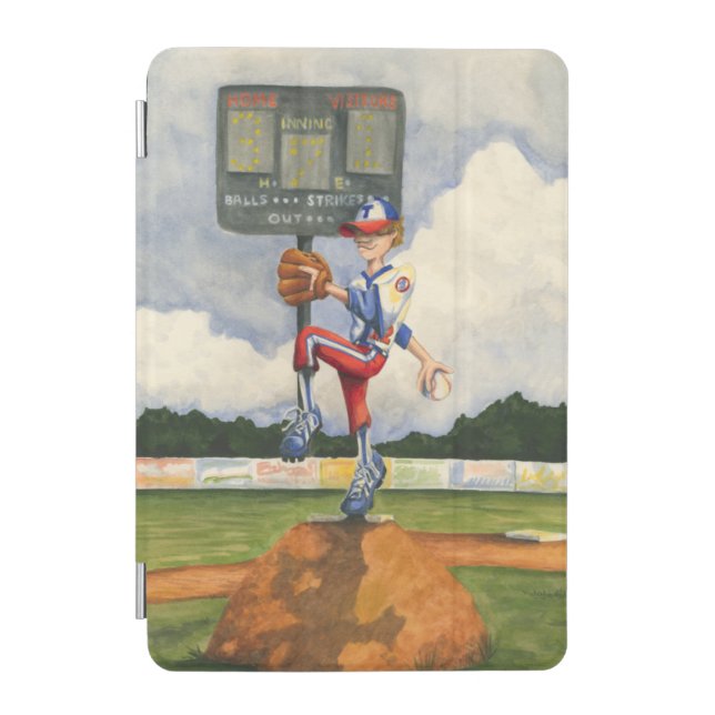 Baseball Pitcher on Mound by Jay Throckmorton iPad Mini Cover (Front)