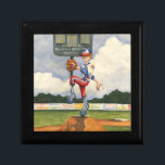 Baseball Pitcher on Mound by Jay Throckmorton Jewelry Box<br><div class="desc">Is it a curveball or a slider? Whatever it is it is coming right at you in this amazing piece by Jay Throckmorton. A baseball pitcher commands the mound, winding up to deliver a throw to the plate. Give this as a gift or hang it on your wall and enjoy...</div>